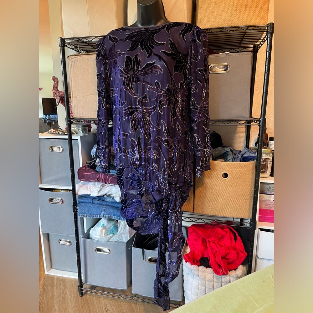 The Silk Farm Navy Silk Dress with Paisley Detail